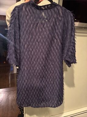 Anthropologie Navy Blue Textured Mini Dress